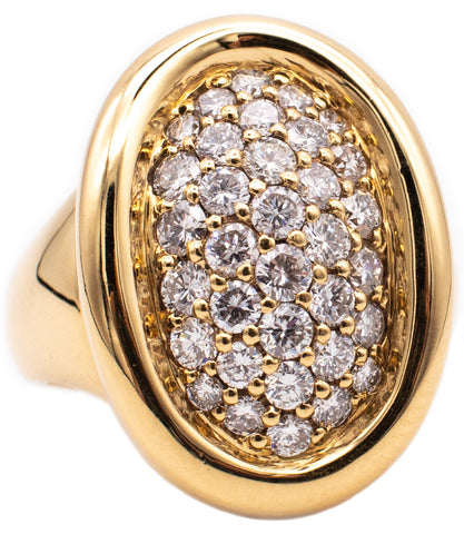 *Cartier Paris jeweled Baignoire cocktail ring in 18 kt yellow gold with 1.53 Cts in VVS diamonds