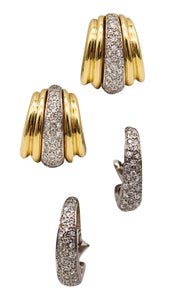 -Italian Convertible Earrings In 18Kt Yellow And White Gold With 2.05 Ctw In Diamonds