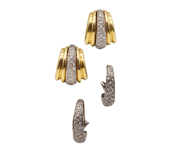 -Italian Convertible Earrings In 18Kt Yellow And White Gold With 2.05 Ctw In Diamonds