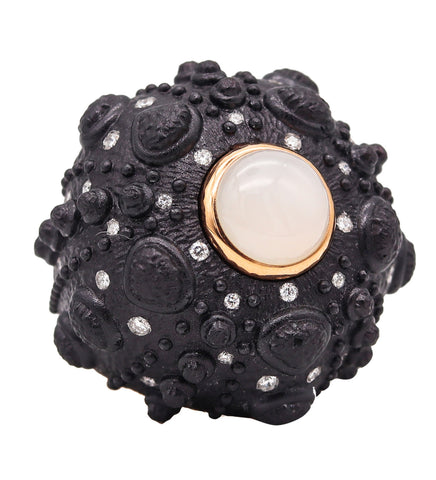 Marina B Milan Prototype Urchin Ring In 18Kt Gold With 5.64 Cts In Diamonds Moonstones