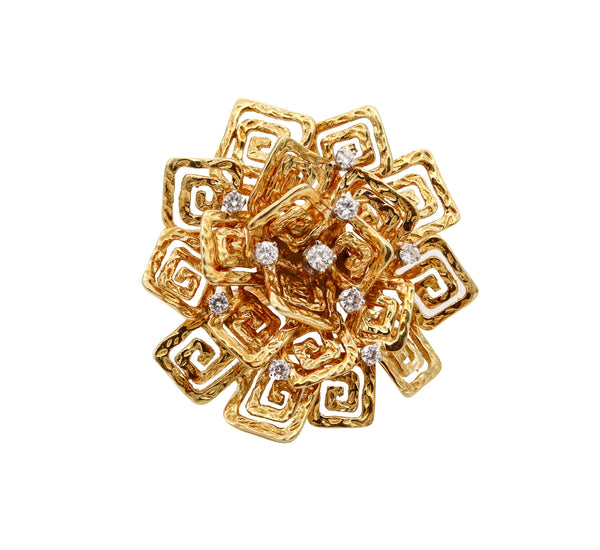 Hammerman Brothers 1960 Large Geometric Cocktail Ring In 18Kt Gold With VS Diamonds