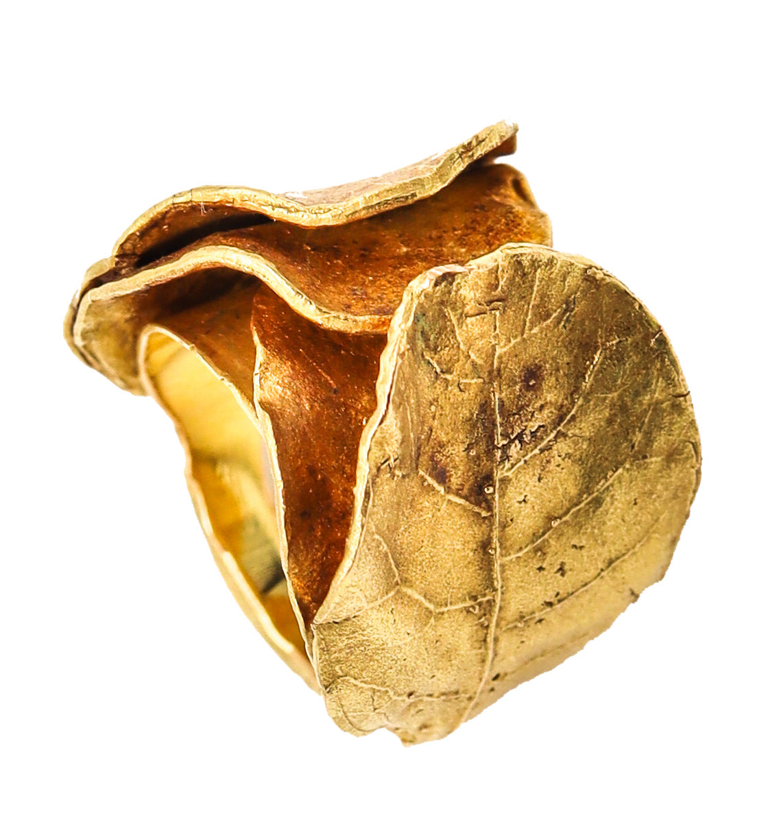 Claude Lalanne For Zolotas Rare Sculptural Laurel Leaves Ring In 18Kt Yellow Gold