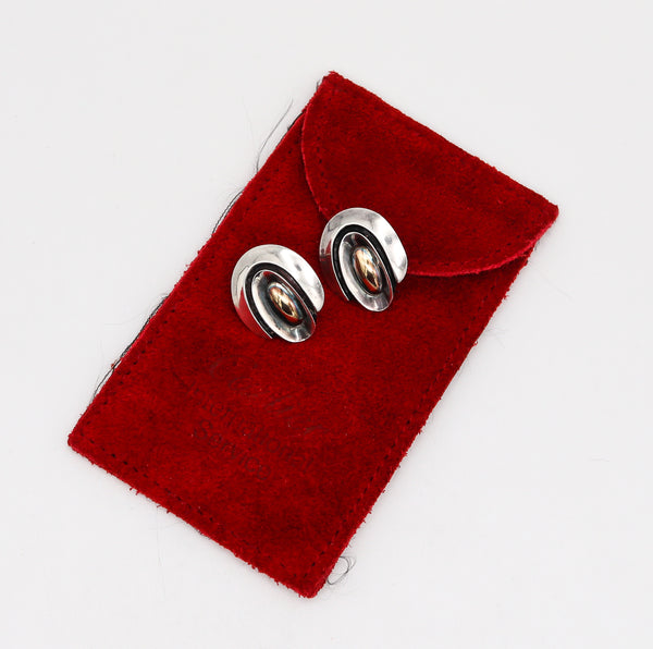 -Cartier 1970 Geometric Earrings In Sterling Silver And 18Kt Yellow Gold