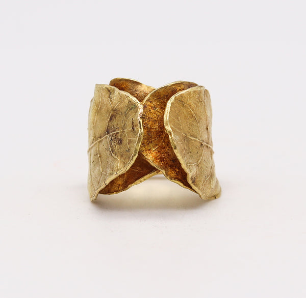 Claude Lalanne For Zolotas Rare Sculptural Laurel Leaves Ring In 18Kt Yellow Gold