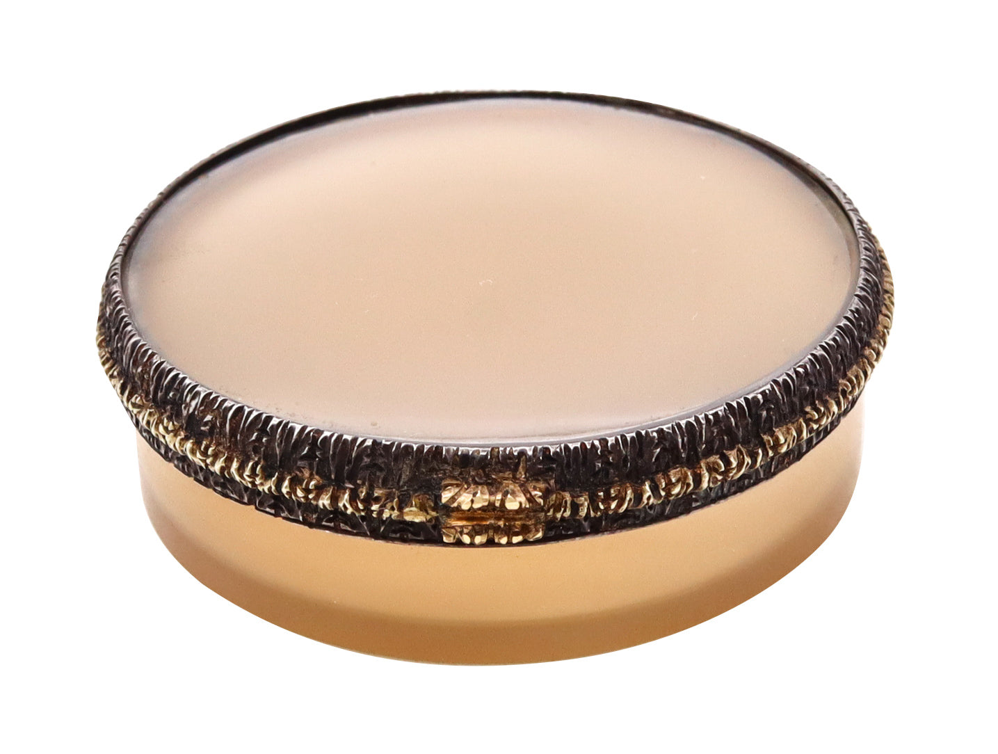 French 1790 Antique Snuffbox In 19Kt Gold And Sterling With Translucent Gray Agate