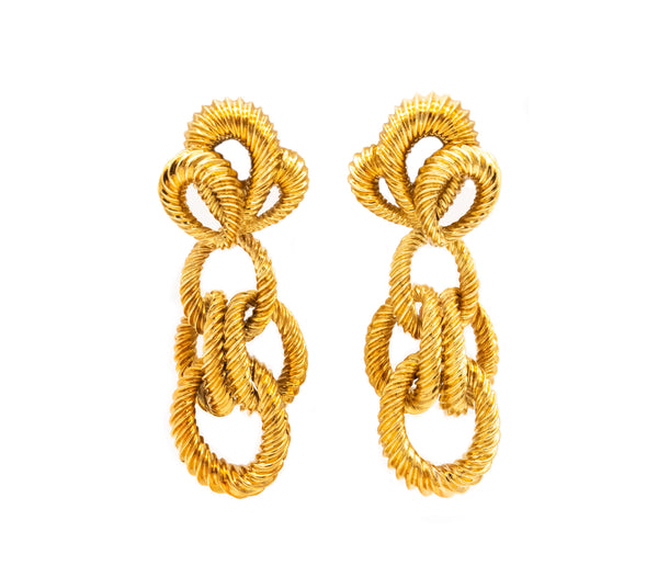 HENRY DUNAY 18 KT GOLD DAY AND NIGHT VINTAGE KNOT EARRINGS