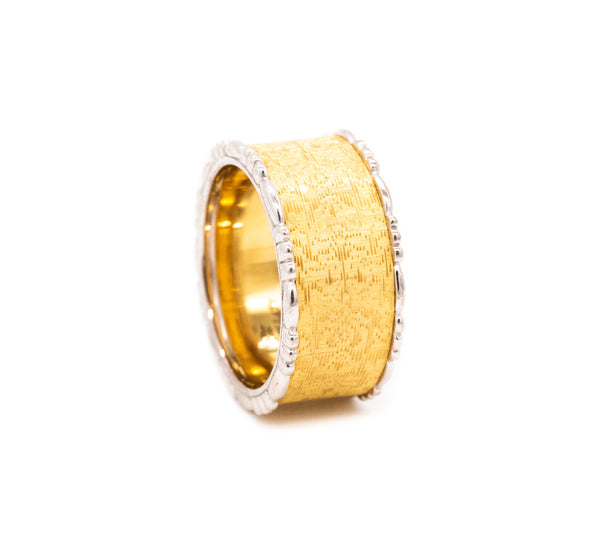 Buccellati Milano 18Kt Yellow And White Brushed Gold 10 mm Ring Band
