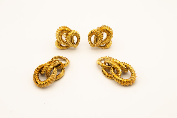 HENRY DUNAY 18 KT GOLD DAY AND NIGHT VINTAGE KNOT EARRINGS