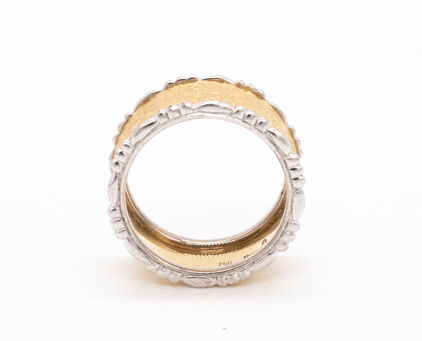 Buccellati Milano 18Kt Yellow And White Brushed Gold 10 mm Ring Band