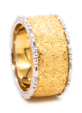 *Buccellati Milano Rare 10.4 mm ring band 18 kt yellow & white brushed gold