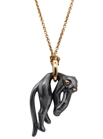 Cartier Paris 1970's Panthere Necklace Chain In 18Kt Yellow Gold And Silverium