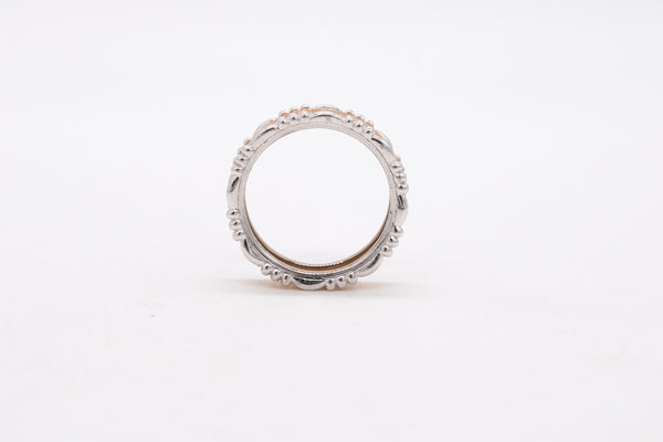Buccellati Milano 18Kt Rose And White Brushed Gold 7mm Ring Band