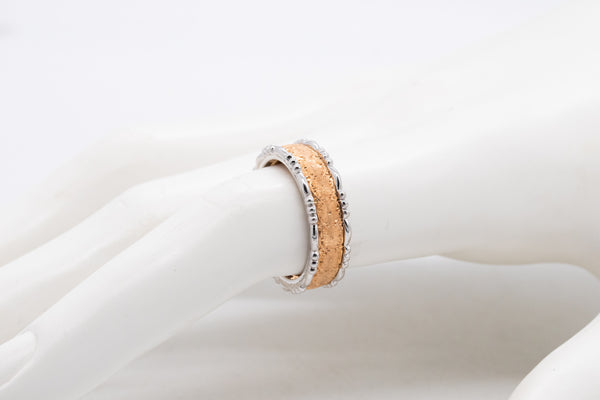 Buccellati Milano 18Kt Rose And White Brushed Gold 7mm Ring Band