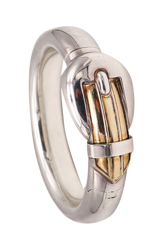 -Gucci Milano 1975 Vintage Buckle Bangle Bracelet In 18Kt Gold And Sterling