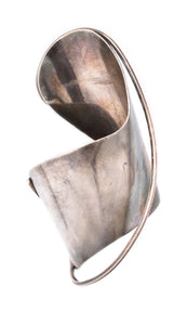 Ed Wiener 1948 New York Aerodynamic Constructivist Sculptural Cuff In Solid .925 Sterling Silver