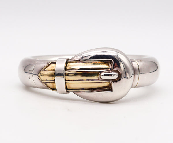 -Gucci Milano 1975 Vintage Buckle Bangle Bracelet In 18Kt Gold And Sterling