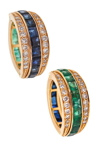 Marie Therese Walker Convertible Eternity Ring In 18Kt Gold With 5.13 Cts Diamonds Sapphires Emeralds