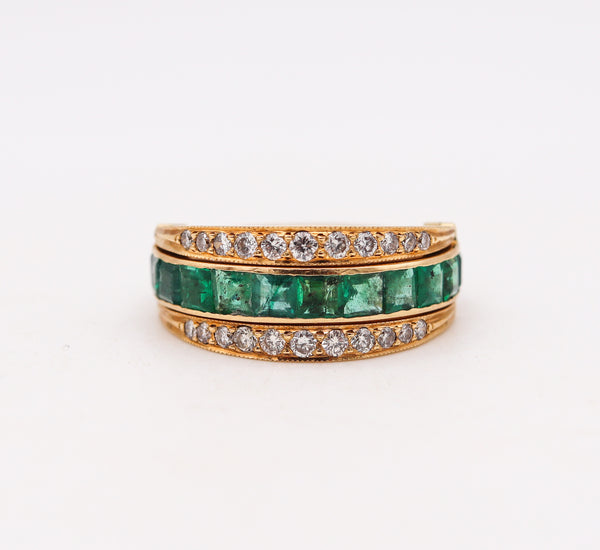 -Marie Therese Walker Convertible Eternity Ring In 18Kt Gold With 5.13 Cts Diamonds Sapphires Emeralds