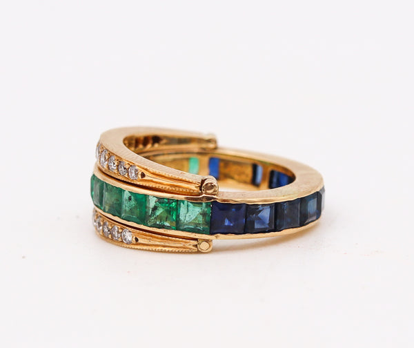 -Marie Therese Walker Convertible Eternity Ring In 18Kt Gold With 5.13 Cts Diamonds Sapphires Emeralds