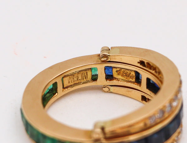 -Marie Therese Walker Convertible Eternity Ring In 18Kt Gold With 5.13 Cts Diamonds Sapphires Emeralds