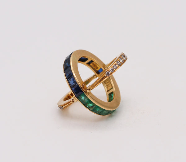 -Marie Therese Walker Convertible Eternity Ring In 18Kt Gold With 5.13 Cts Diamonds Sapphires Emeralds