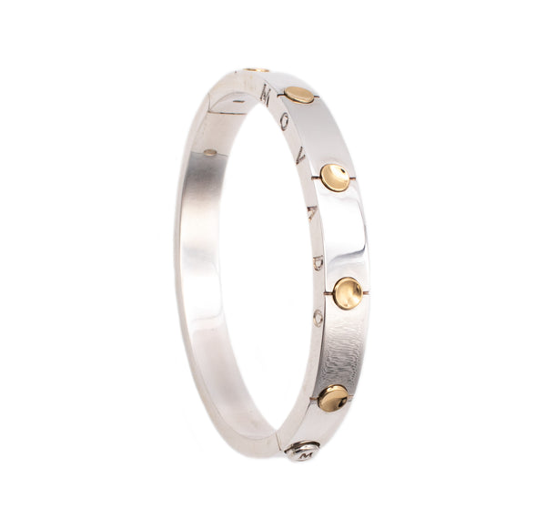 MOVADO MODERN HINGED CUFF BRACELET IN 18 KT YELLOW GOLD AND STERLING SILVER