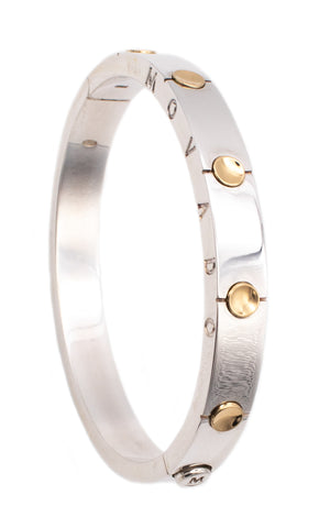 MOVADO MODERN HINGED CUFF BRACELET IN 18 KT YELLOW GOLD AND STERLING SILVER