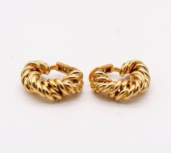 -Tiffany & Co. France 1973 Donald Claflin Twisted Ropes Hoops Earrings In 18Kt Yellow Gold