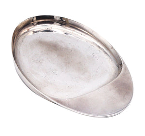 -Bvlgari Roma 1970 Modernist Geometric Oval Tray In Solid .925 Sterling Silver