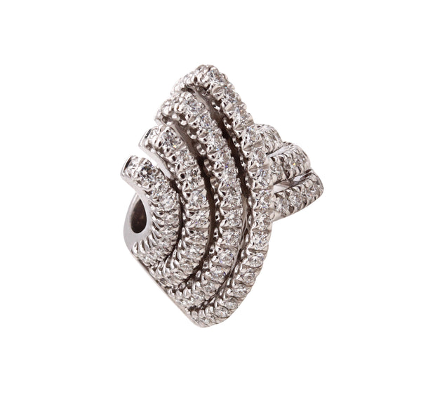 *Salavetti Milano cocktail ring in 18 kt white gold with 4.08 Cts in VS-1 round Diamonds