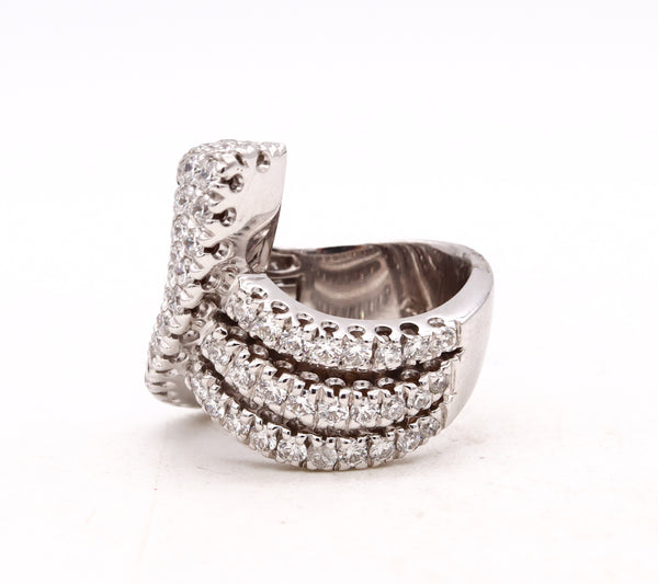 *Salavetti Milano cocktail ring in 18 kt white gold with 4.08 Cts in VS-1 round Diamonds