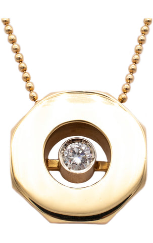 *Pierre Cardin 1970 Paris geometric necklace in 18 kt yellow gold with 0.60 F VS round diamond