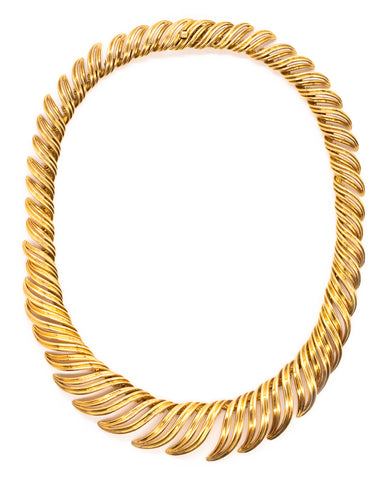 Cartier 1950 Paris By Andre Vassort Rare Piume Necklace In 18Kt Textured Yellow Gold