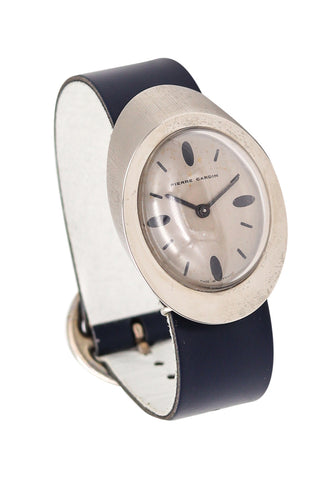 -Pierre Cardin 1971 By Jaeger LeCoultre PC107 Retro Bubble Wrist Watch In Stainless & Leather