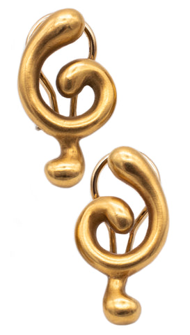 ANGELA CUMMINGS 1981 STUDIOS ABSTRACT SCULPTURAL EARRINGS IN 18 KT GOLD