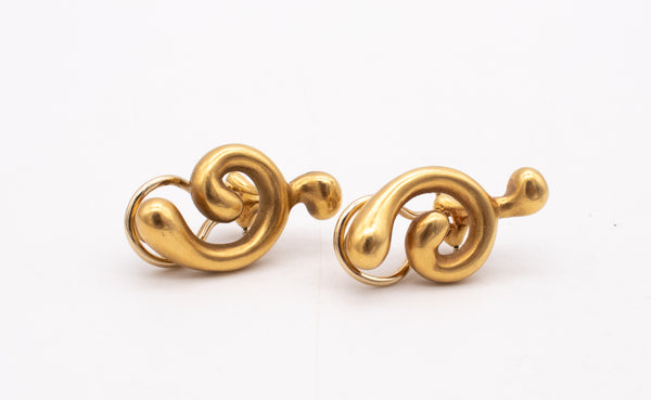 ANGELA CUMMINGS 1981 STUDIOS ABSTRACT SCULPTURAL EARRINGS IN 18 KT GOLD