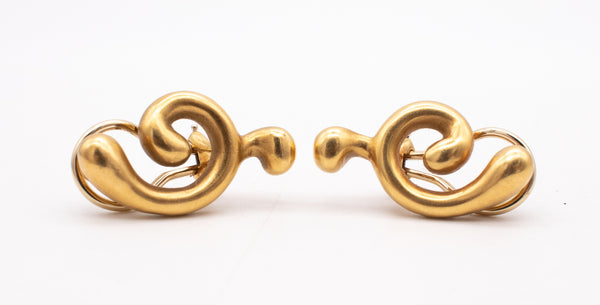 ANGELA CUMMINGS 1981 STUDIOS ABSTRACT SCULPTURAL EARRINGS IN 18 KT GOLD