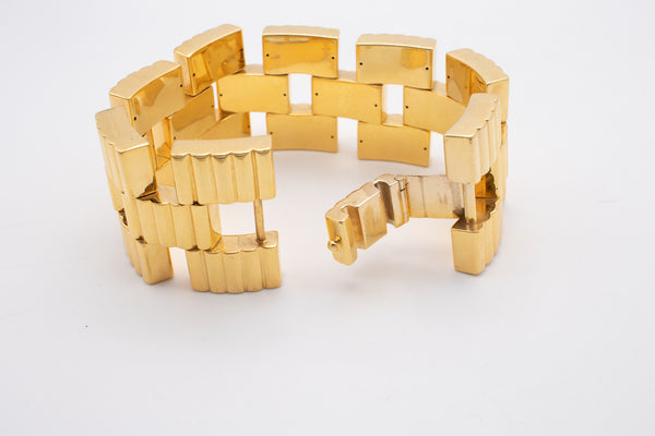 *Tiffany & Co. Post war 1950 Art-Deco retro bricks bracelet in 14 kt yellow gold