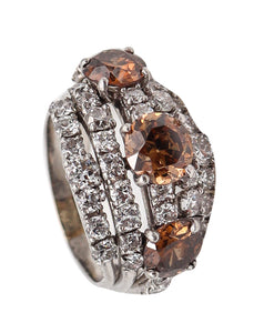 -Cartier New York 1935 Art Deco Cocktail Ring In Platinum With 5.16 Ctw Diamonds