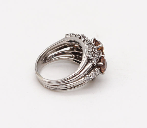 -Cartier New York 1935 Art Deco Cocktail Ring In Platinum With 5.16 Ctw Diamonds