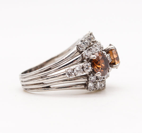 -Cartier New York 1935 Art Deco Cocktail Ring In Platinum With 5.16 Ctw Diamonds
