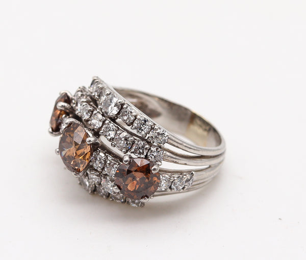 -Cartier New York 1935 Art Deco Cocktail Ring In Platinum With 5.16 Ctw Diamonds