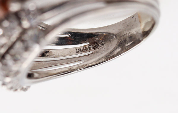 -Cartier New York 1935 Art Deco Cocktail Ring In Platinum With 5.16 Ctw Diamonds