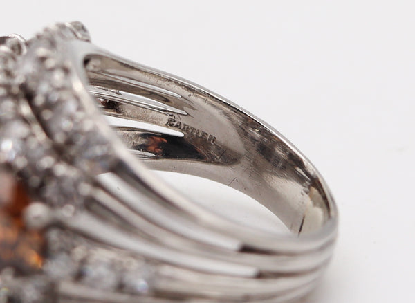 -Cartier New York 1935 Art Deco Cocktail Ring In Platinum With 5.16 Ctw Diamonds