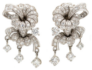 ART DECO 1930 PLATINUM EARRINGS WITH 3.52 Ctw OF VS DIAMONDS