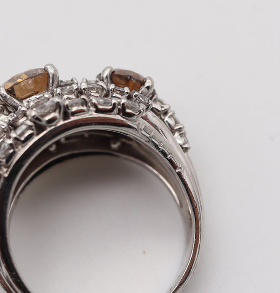 -Cartier New York 1935 Art Deco Cocktail Ring In Platinum With 5.16 Ctw Diamonds