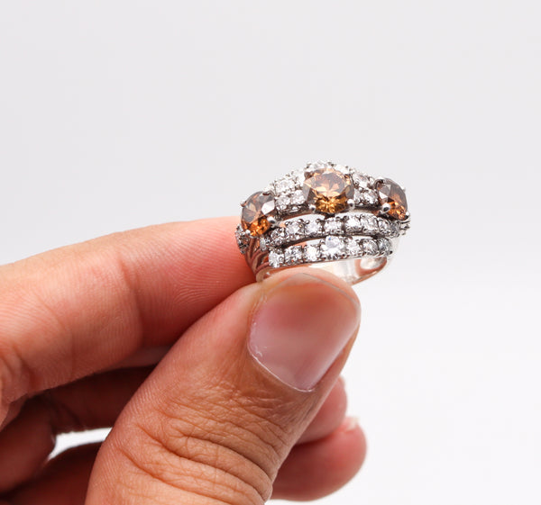 -Cartier New York 1935 Art Deco Cocktail Ring In Platinum With 5.16 Ctw Diamonds