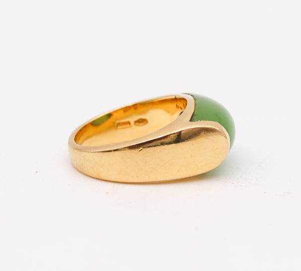 Bvlgari Roma Rare Tronchetto Ring In 18Kt Gold With Green Nephrite Jade