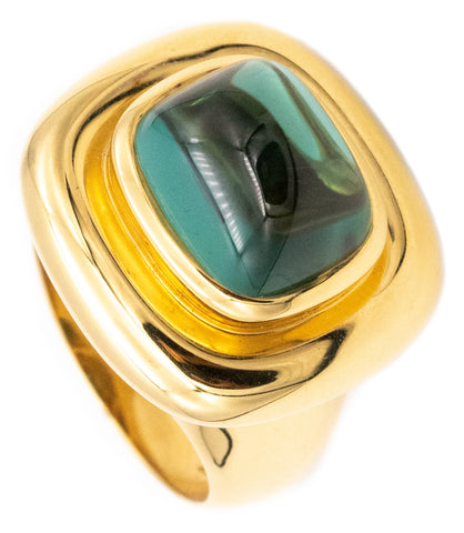 *Tiffany & Co. Paloma Picasso 18 kt gold cocktail ring with rare 9.86 Cts blue-green tourmaline