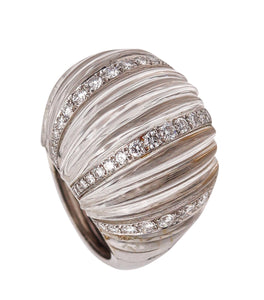 David Webb New York Bombe Rock Quartz Cocktail Ring In Platinum With 3.92 Cts Diamonds